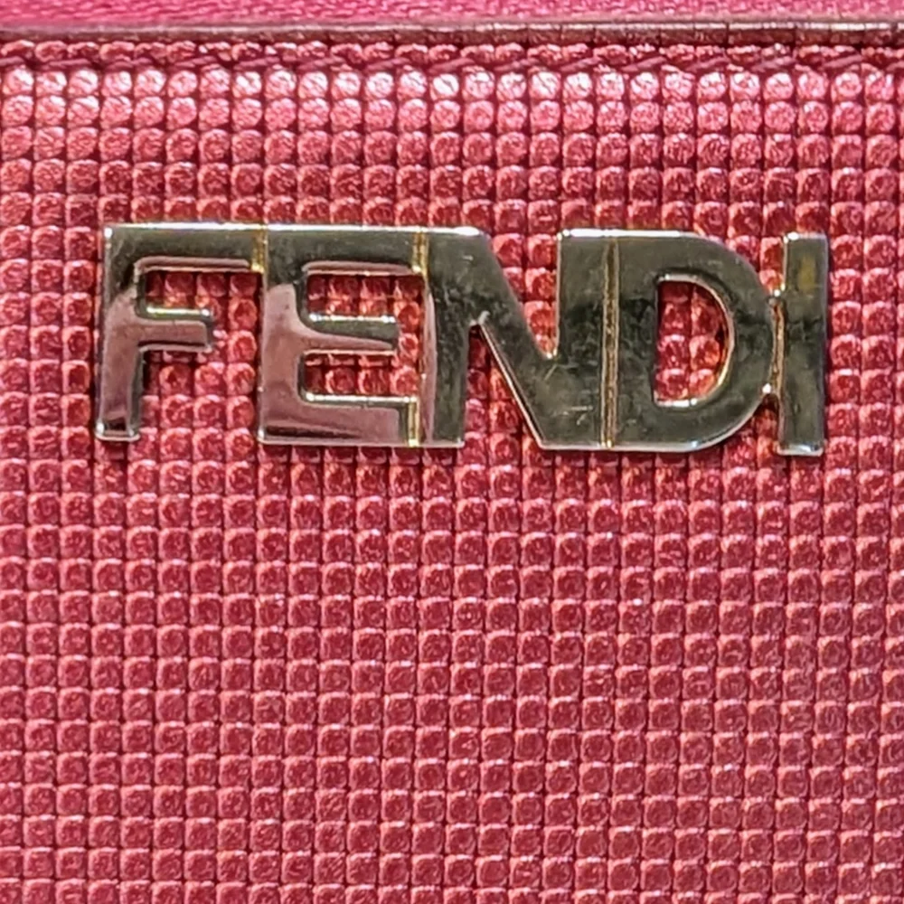 Fendi Vitello Birkin Logo Zip Around Wallet - Rosa (Metallic Pink)